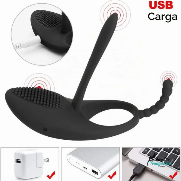 Vòng Đeo Dương Vật Rung Lưỡi Liếm Sạc USB —7 Chế Độ, Chống Nước