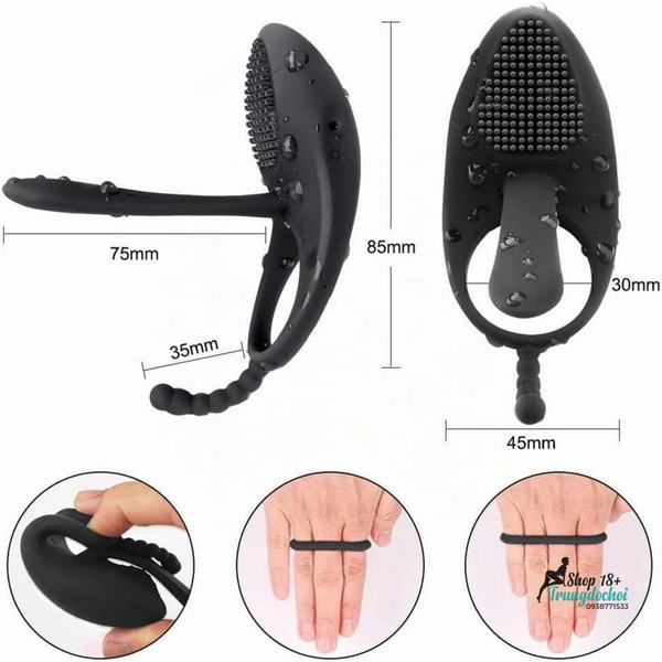 Vòng Đeo Dương Vật Rung Lưỡi Liếm Sạc USB —7 Chế Độ, Chống Nước