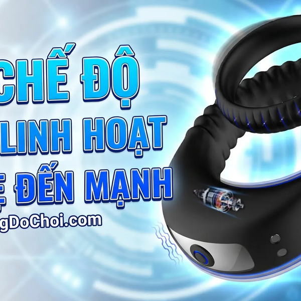 Vòng Đeo Dương Vật Kép Silicone Co Giãn 10 Chế Độ Rung