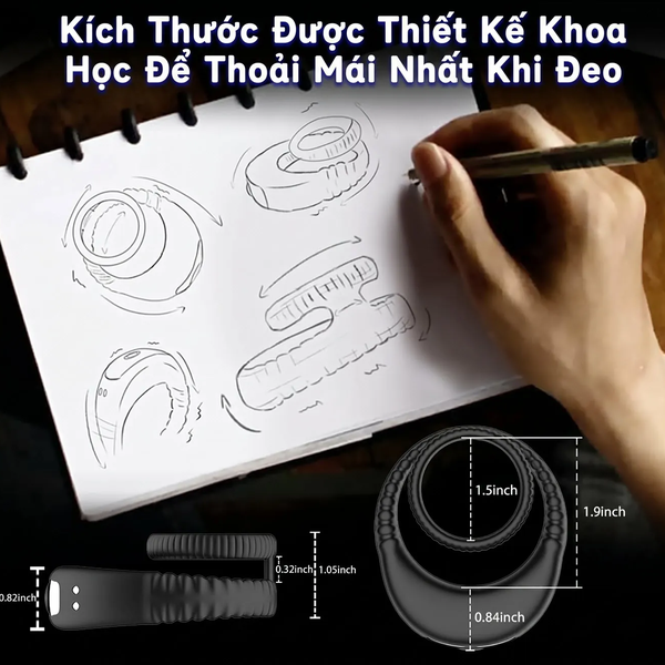 Vòng Đeo Dương Vật Kép Silicone Co Giãn 10 Chế Độ Rung