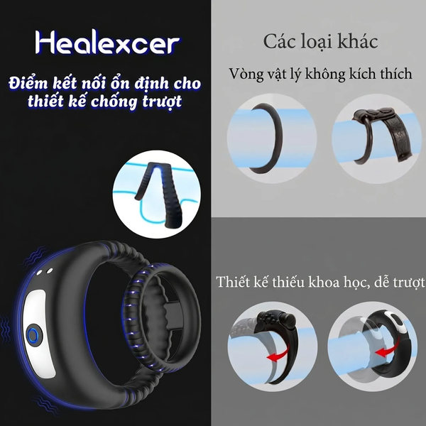 Vòng Đeo Dương Vật Kép Silicone Co Giãn 10 Chế Độ Rung