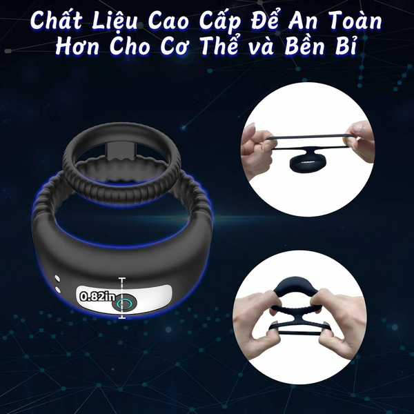 Vòng Đeo Dương Vật Kép Silicone Co Giãn 10 Chế Độ Rung