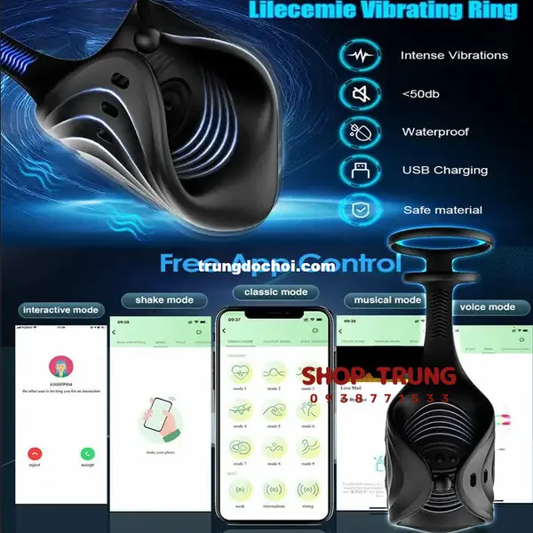 Vòng rung deo dương vật điều khiển từ xa bằng App