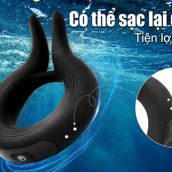 Vòng Rung Đôi Kích Thích Âm Vật 10 Chế Độ Sạc Từ Tính