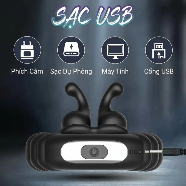 Vòng Rung Dương Vật Điều Chỉnh Size 2 Động Cơ 10 Chế Độ