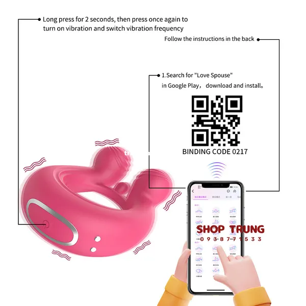 Nhẫn Rung Đeo Dương Vật Điều Khiển Từ Xa Bằng App