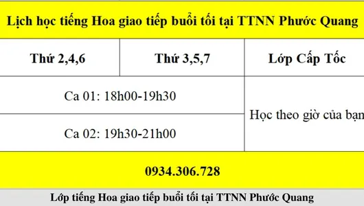 Khai Giảng Các Lớp Tiếng Hoa Giao Tiếp Buổi Tối