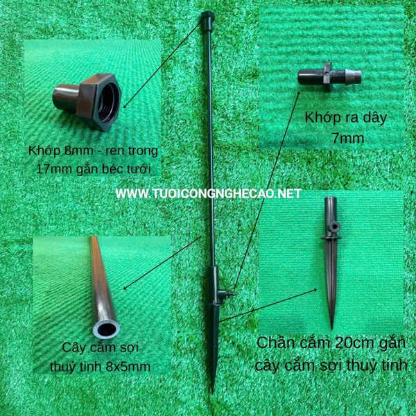 BỘ CÂY CẮM SỢI THỦY TINH 8MM CAO 60CM