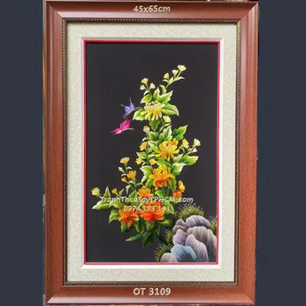 Tranh thêu hoa cúc OT 3109