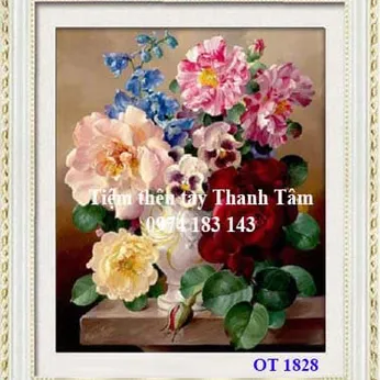 Tranh thêu hoa mẫu đơn OT 1828