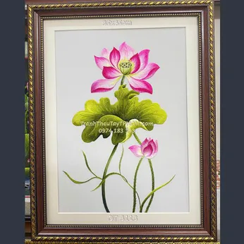 Tranh thêu hoa sen OT 3113