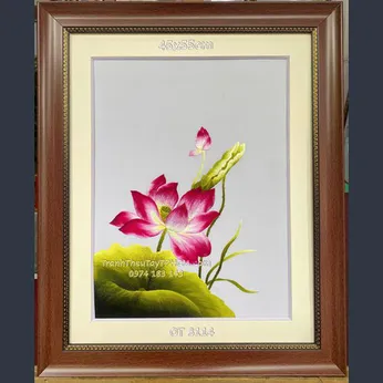 Tranh thêu hoa sen OT 3114