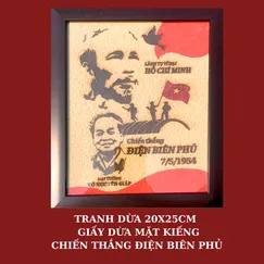 TRANH DỪA MẶT KIẾNG KHUNG 20X25CM - CHIẾN THẮNG ĐIỆN BIÊN PHỦ