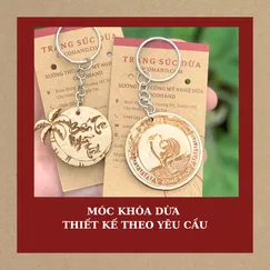 MÓC KHÓA DỪA THIẾT KẾ THEO YÊU CẦU - BÁO GIÁ TỐT THEO SỐ LƯỢNG