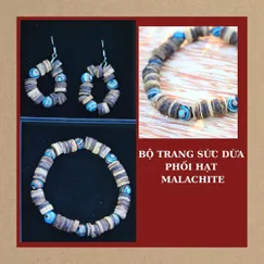 BỘ TRANG SỨC DỪA PHỐI HẠT MALACHITE ( 2 MÓN )