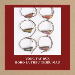 VÒNG TAY DỪA PHONG CÁCH BOHO LÁ THÊU