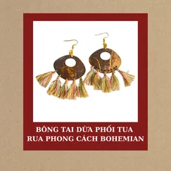 BÔNG TAI DỪA PHỐI TUA RUA PHONG CÁCH BOHEMIAN, GAM CẦU VỒNG