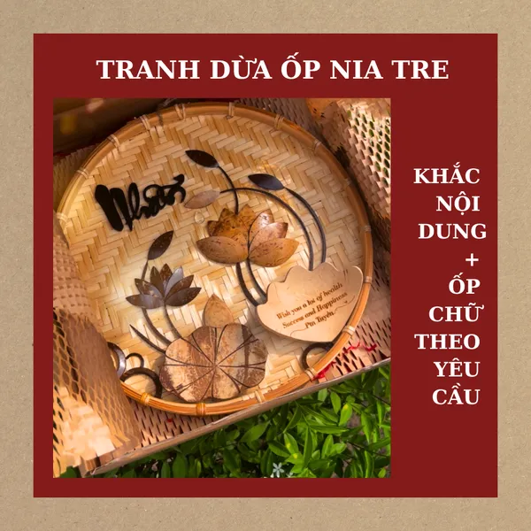 TRANH DỪA ỐP NIA TRE DECOR, ỐP CHỮ + KHẮC CHỮ THEO YÊU CẦU