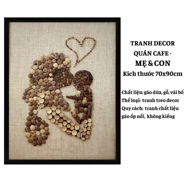 TRANH DỪA DECOR 70X90CM - MẸ VÀ BÉ