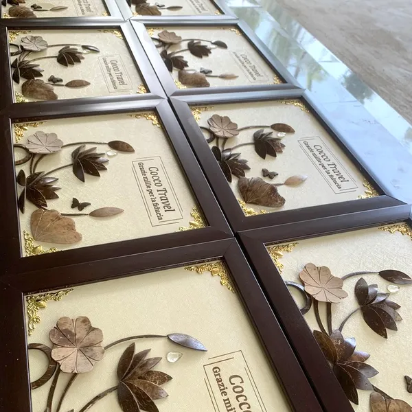 TRANH DỪA KHUNG 20X25CM - HOA SEN, KHẮC NỘI DUNG THEO YÊU CẦU