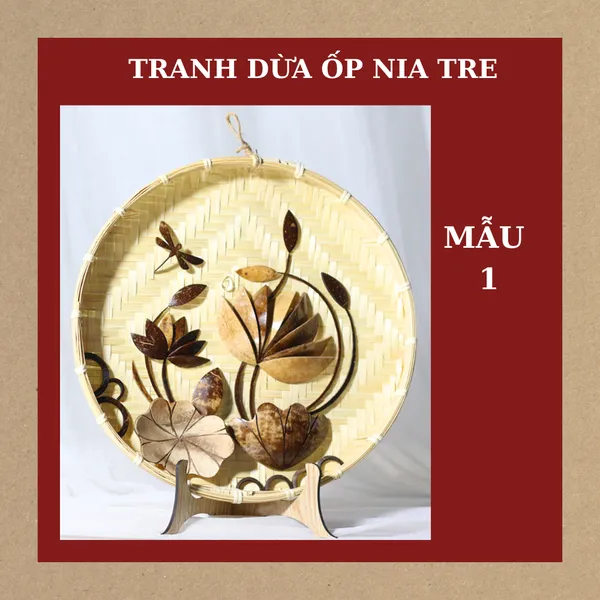 TRANH DỪA ỐP NIA TRE DECOR, KHẮC CHỮ 0đ + TẶNG CHÂN ĐẾ / MẪU 1