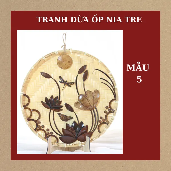 TRANH DỪA ỐP NIA TRE DECOR, KHẮC CHỮ 0đ + TẶNG CHÂN ĐẾ / MẪU 5