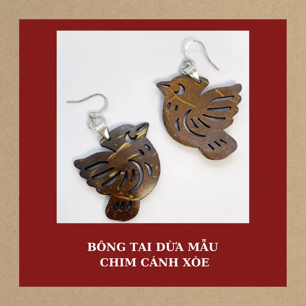 BÔNG TAI DỪA MẪU  CHIM CÁNH XÒE