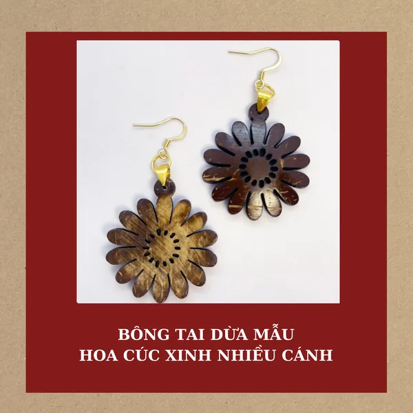 BÔNG TAI DỪA MẪU HOA CÚC XINH NHIỀU CÁNH