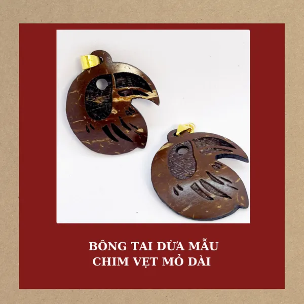 BÔNG TAI DỪA MẪU CHIM VẸT MỎ DÀI