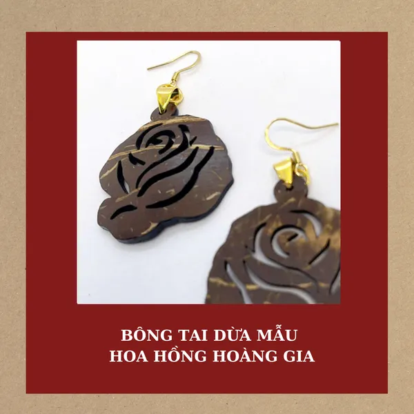 BÔNG TAI DỪA MẪU HOA HỒNG HOÀNG GIA