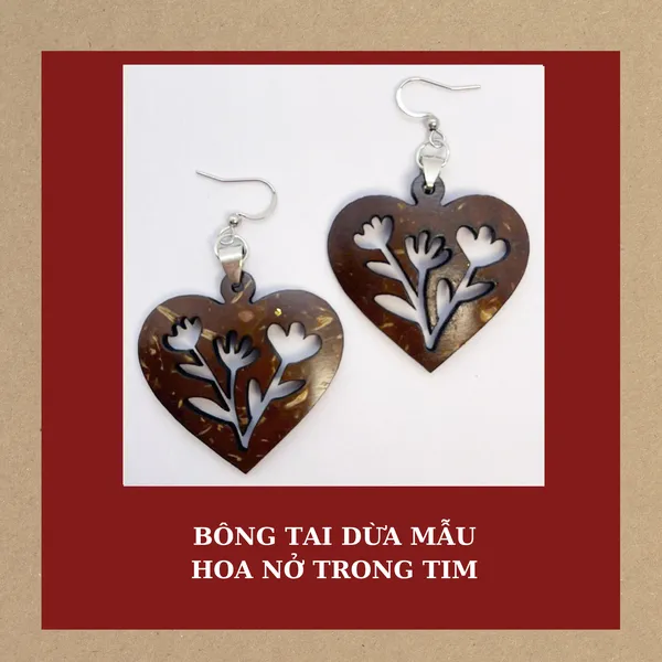 BÔNG TAI DỪA MẪU HOA NỞ TRONG TIM