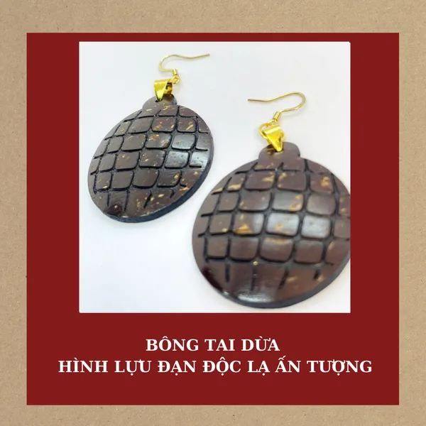 BÔNG TAI DỪA HÌNH LỰU ĐẠN ĐỘC LẠ ẤN TƯỢNG