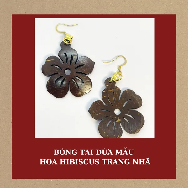 BÔNG TAI DỪA MẪU HOA HIBISCUS TRANG NHÃ