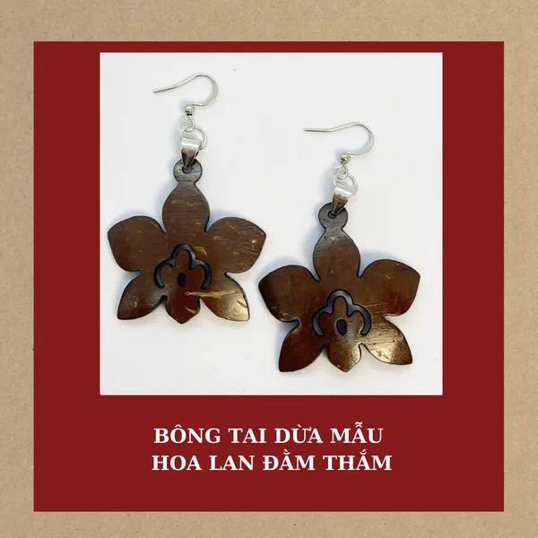 BÔNG TAI DỪA MẪU HOA LAN ĐẰM THẮM