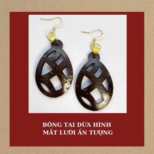 BÔNG TAI DỪA HÌNH MẮT LƯỚI ẤN TƯỢNG