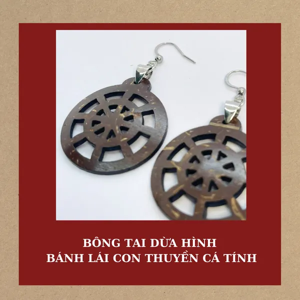 BÔNG TAI DỪA HÌNH BÁNH LÁI CON THUYỀN CÁ TÍNH