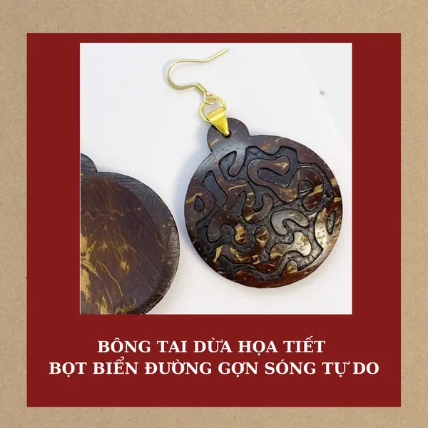 BÔNG TAI DỪA HỌA TIẾT BỌT BIỂN ĐƯỜNG GỢN SÓNG TỰ DO
