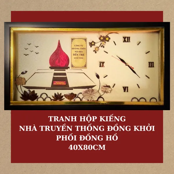 TRANH HỘP KIẾNG ĐỒNG HỒ 40x80cm - NHÀ TRUYỀN THỐNG ĐỒNG KHỞI