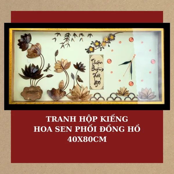  TRANH HỘP KIẾNG ĐỒNG HỒ 40X80cm- HOA SEN