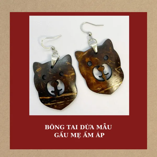 BÔNG TAI DỪA MẪU GẤU MẸ ẤM ÁP