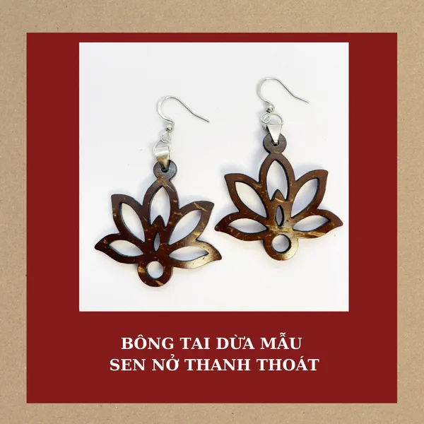 BÔNG TAI DỪA MẪU SEN NỞ THANH THOÁT