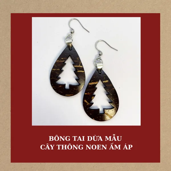 BÔNG TAI DỪA MẪU CÂY THÔNG NOEN ẤM ÁP