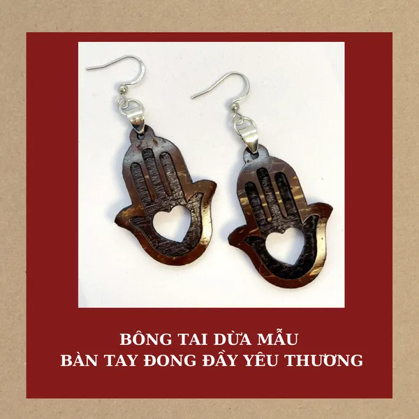 BÔNG TAI DỪA MẪU BÀN TAY ĐONG ĐẦY YÊU THƯƠNG