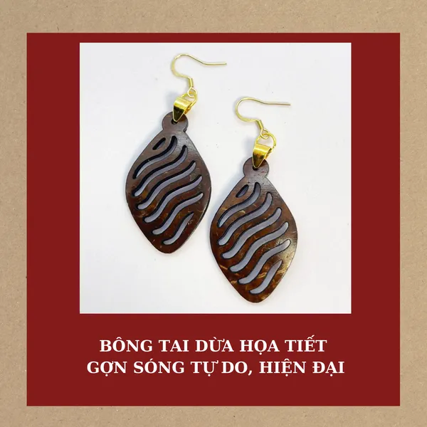 BÔNG TAI DỪA HỌA TIẾT GỢN SÓNG TỰ DO, HIỆN ĐẠI