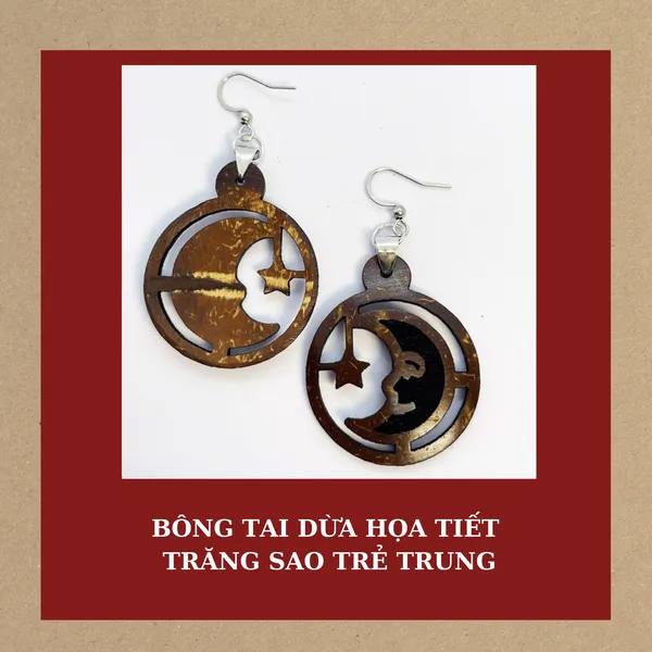 BÔNG TAI DỪA HỌA TIẾT TRĂNG SAO TRẺ TRUNG