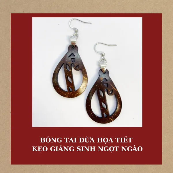 BÔNG TAI DỪA HỌA TIẾT KẸO GIÁNG SINH NGỌT NGÀO