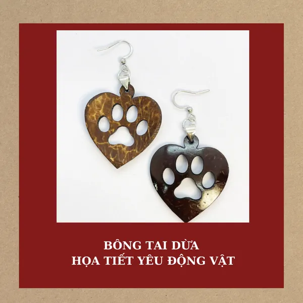 BÔNG TAI DỪA HỌA TIẾT YÊU ĐỘNG VẬT