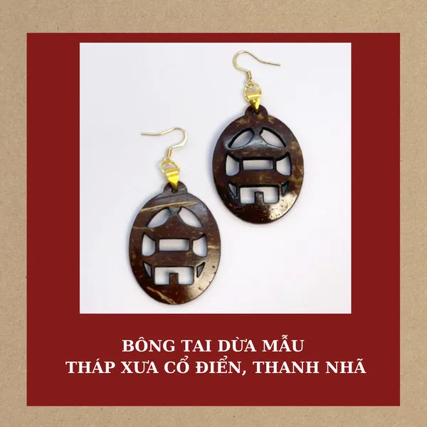 BÔNG TAI DỪA MẪU THÁP XƯA CỔ ĐIỂN, THANH NHÃ