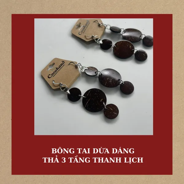 BÔNG TAI DỪA DÁNG THẢ 3 TẦNG THANH LỊCH