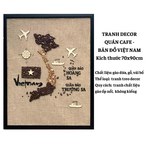 TRANH DỪA DECOR 70X90CM - BẢN ĐỒ VIỆT NAM